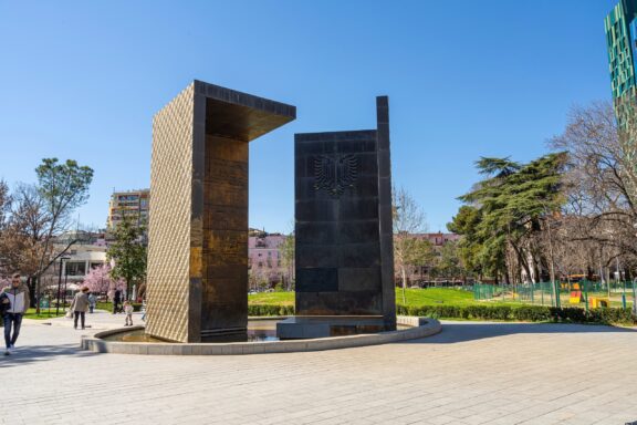 Tirana albania march 2023 view of the independence memorial in