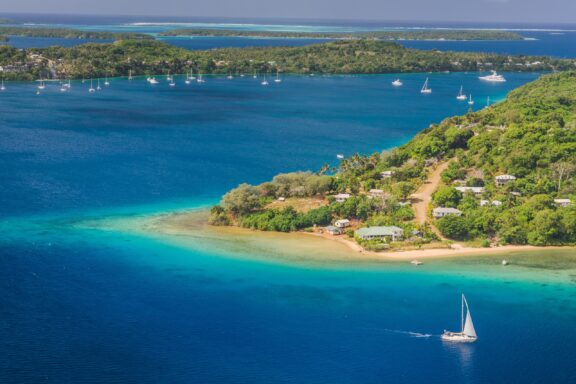 Aerial view of the Tonga Kingdom islands