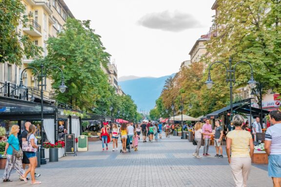 People shopping on Vitosha Boulevard in Sofia