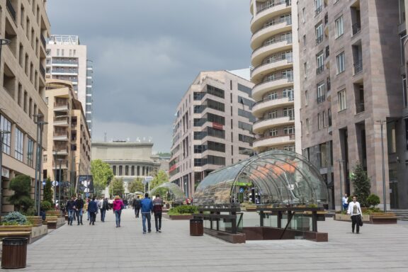 North Avenue in Yerevan where many offices, shops and restaurants are located