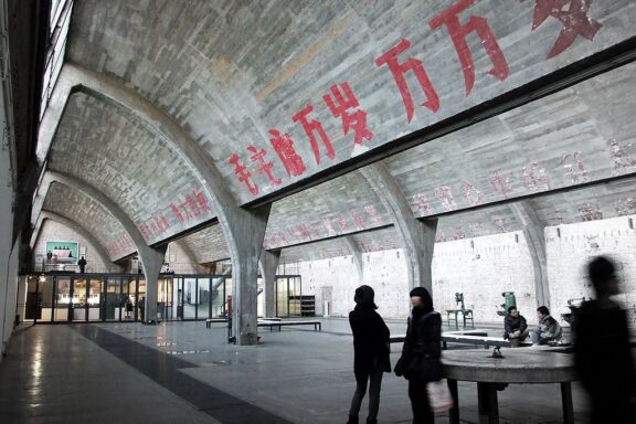 Old Maoist slogans inside the 798 Art District