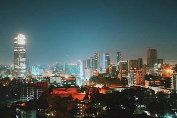 Addis Ababa Skyline at Night Skyline of Addis Ababa, emphasizing its thriving business district
