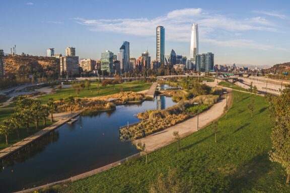 Aerial view of Bicentenario Park in Santiago