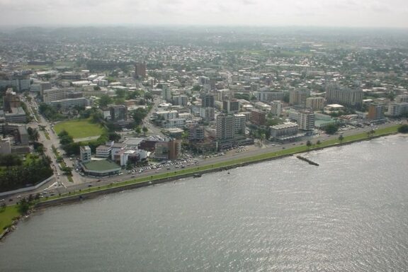 Aerial View of Coastal Cityscape Aerial view of Libreville