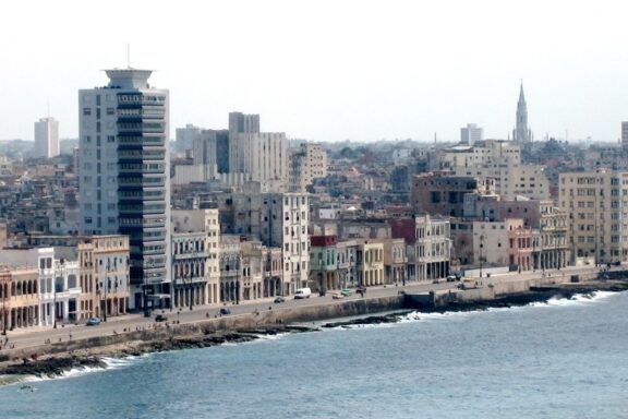 Aerial view malecon havana