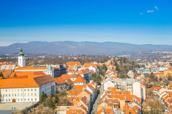 Aerial view of the historic Upper Town in Zagreb