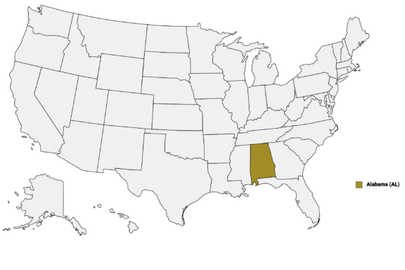 Alabama location on the US Map