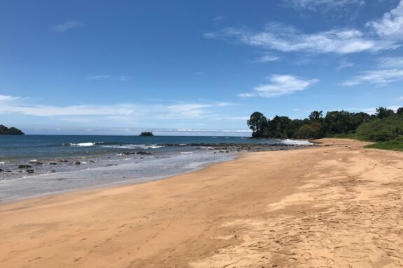 Beachside view of Playa Arena Blanca on Bioko Island