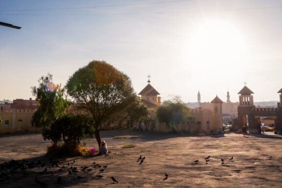 Sunset over Asmara Cathedral, Eritrea Historical sites and landmarks in Asmara