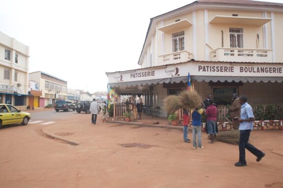 Locals in Bangui commuting near the French Boulangerie