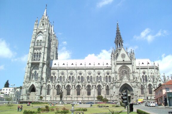 Basilica del Voto Nacional in Quito, Ecuador Basilica del Voto Nacional, largest neo-Gothic basilica in the Americas