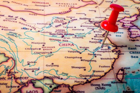 Close-up location of Beijing on the map