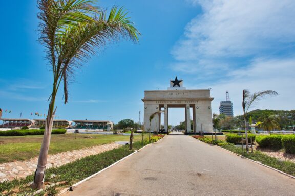 Independence Arch at Black Star Square in Accra Black Star Monument in the Independence Square in Accra