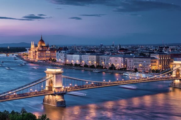 Skyline of Budapest at dawn