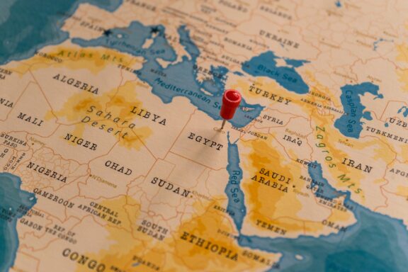 Pinpointing Cairo on a World Map Location of Cairo, Egypt, and its neighboring countries