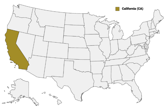 The State of California highlighted on the US map.