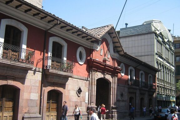 Colonial Architecture in Santiago City Street Casa Colorada that houses a Santiago Museum
