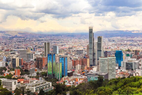 Bogotá Cityscape with Skyscrapers and Cloudy Sky Cityscapes of bogota city colombia