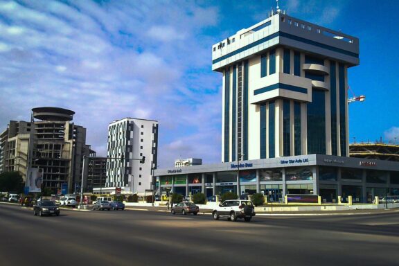 Urban Street Scene in Accra Commercial area in Accra