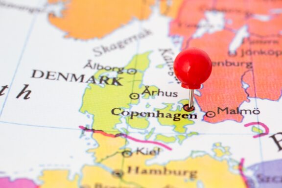 Copenhagen location on the map pinned