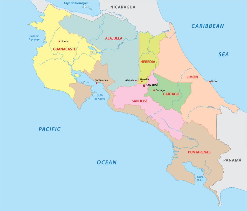 Costa rica provinces map