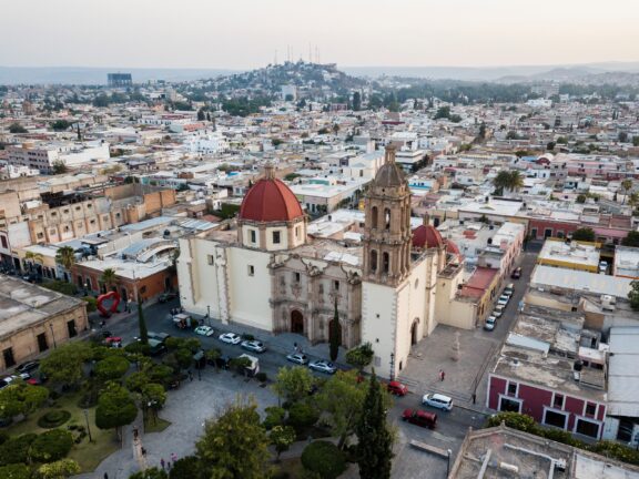 Aerial View of Durango Cityscape with Cathedral Durango, Mexico: beautiful aerial view