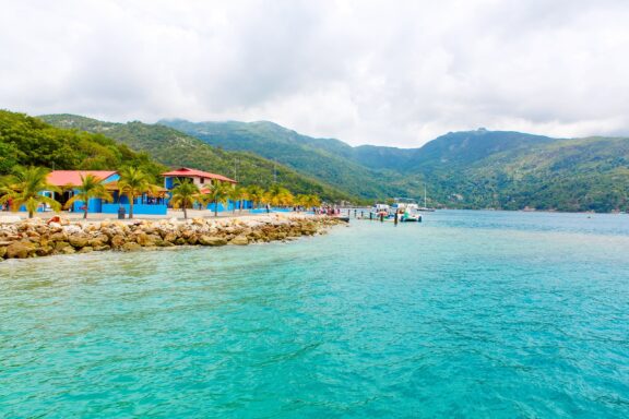 Tropical Beachfront with Colorful Buildings Beaches near Labadee port, named after Marquis de La'Badiem