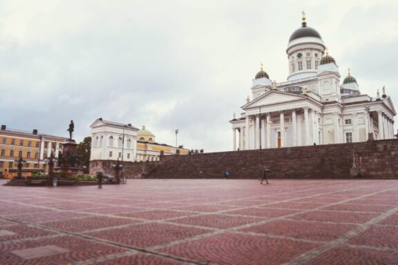 View from Senator Square of the Helsinki Cathedral