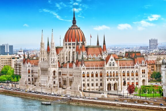 The Hungarian Parliament Building, inspired by the Palace of Westminster