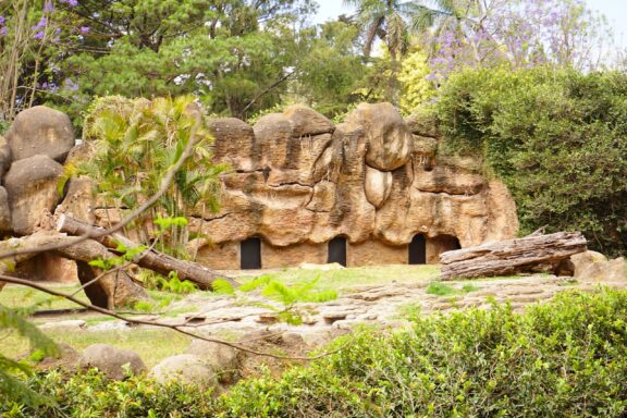 Animal Enclosure at La Aurora Zoo Area of herbivorous animals of the la aurora zoo in