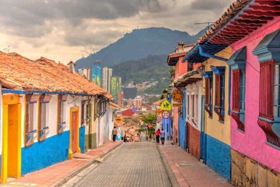 Colorful Street in La Candelaria, Bogotá La Candelaria neighborhood in Bogota