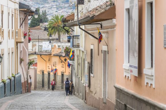 Cobblestone Street in La Ronda, Quito, Ecuador Quito ecuador october 2015 la ronda a famous