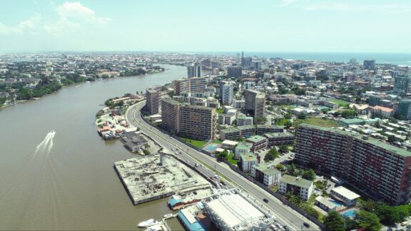 Aerial View of Lagos Cityscape and Waterways Aerial shot of Lagos, Nigeria