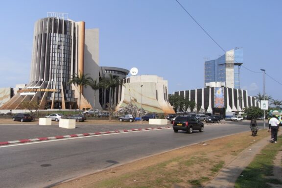 Urban Street Scene in Libreville Commercial Area Commercial area in Libreville