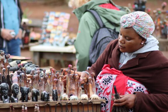 A vendor in a Mbabane-based Swazi Craft Market