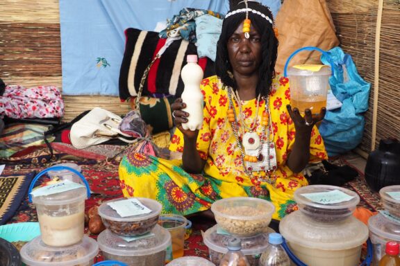 Local Vendor at Grand Marché in N'Djamena Local vendor in the Grand Marché