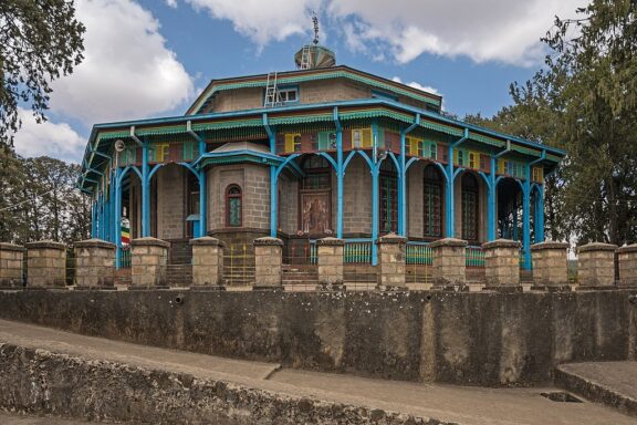 Traditional Ethiopian Church Building Maryam Church on top of Mount Entoto