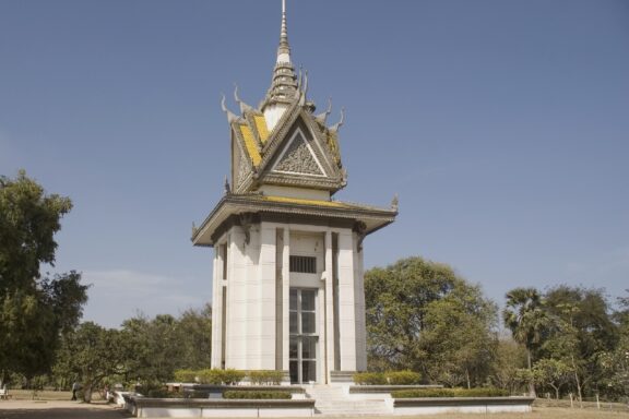 The Choeung Ek Memorial Stupa constructed in 1988