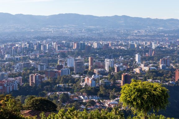 Cityscape View from Hilltop Sunny day in Guatemala city