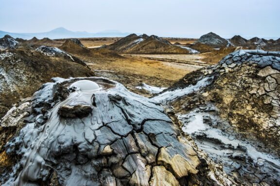 Mud volcanoes in Gobustan, Azerbaijan.