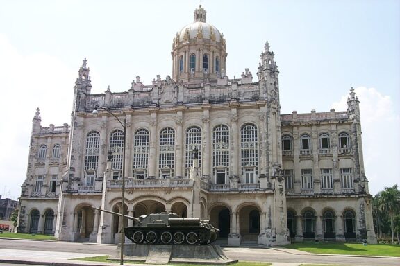 Museum of the Revolution Building in Cuba with Tank Display Museum of the Revolution in Havana, Cuba