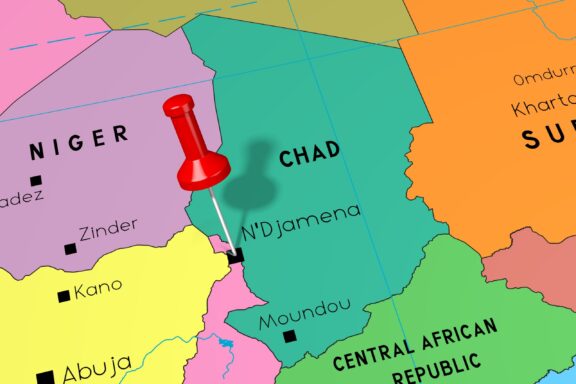 Map Pinpointing N'Djamena in Chad N'Djamena city location pinned on the map
