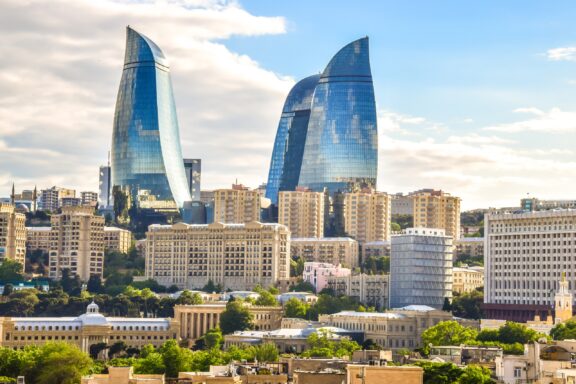 A view of the skyline in Baku, the capital of Azerbaijan.