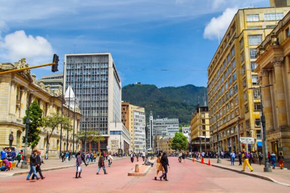 Bogota colombia october 11 2017: unidentified people walking in