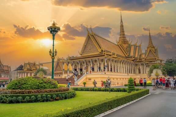 Sunset at the Royal Palace in Phnom Penh Phnom Penh Royal Palace