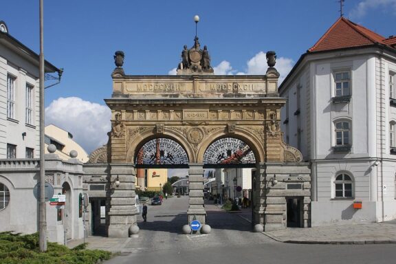 Ornate Brewery Entrance Gate Pilsner urquell brewery gate
