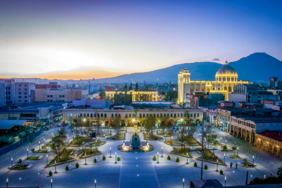 Aerial view of Plaza Libertad in San Salvador