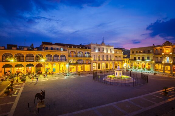 Twilight over Plaza Vieja in Havana The Old Square (Plaza Vieja) in Havana
