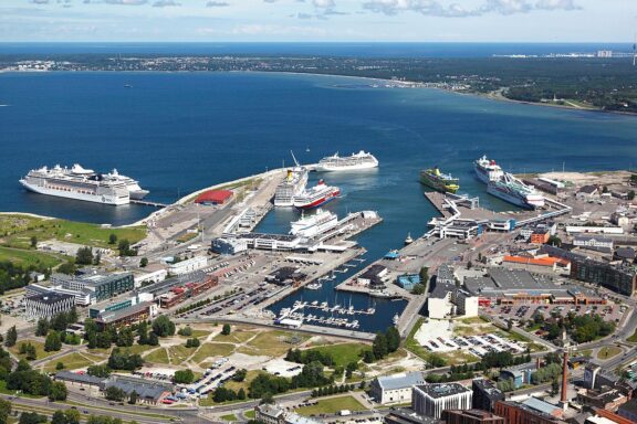 Aerial View of Tallinn Port with Ships Aerial view of the Port of Tallinn, Estonia
