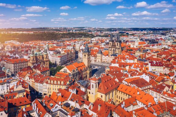 Aerial View of Prague Cityscape Aerial view of Prague, Czech Republic